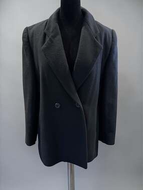 Bert Newman Petite Vintage Black Double Breasted Wool Coat Size 12